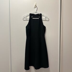 Banana Republic black fit and flare dress.